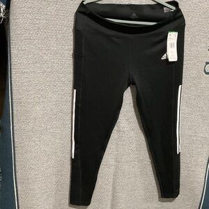 Adidas Aeroready Women Black with White Stripes Leggings